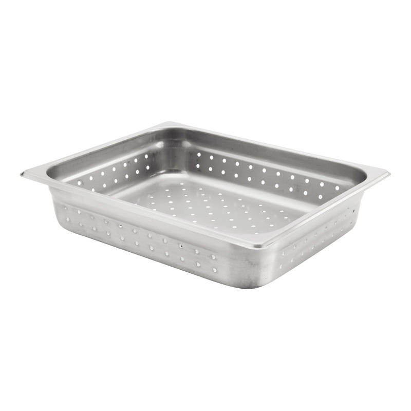 Browne Half Size Perforated Food Pan, 2.5" Deep, 24 Gauge Stainless Steel