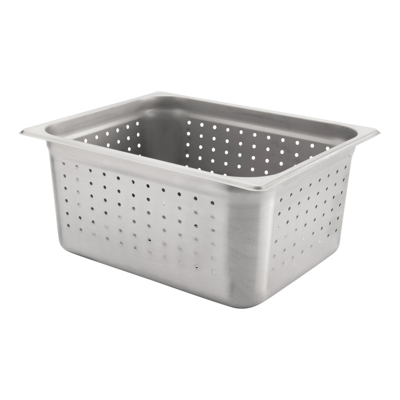 Browne Half Size Perforated Food Pan, 6" Deep, 24 Gauge Stainless Steel