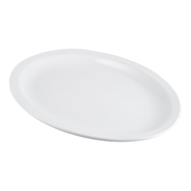 Browne Palm Oval Platter, 13", White (12-pack)