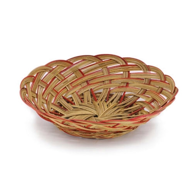 Bacon Basketware Round Midrib Basket, 8", Brown/Red