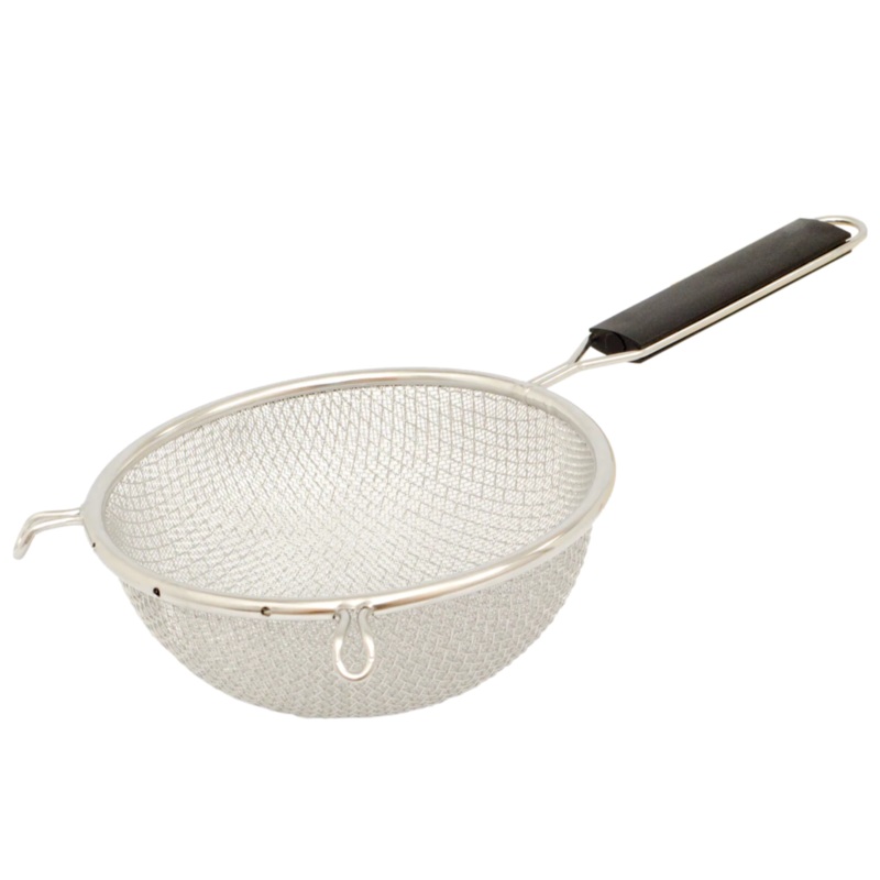 Browne Double Mesh Fine Strainer, 10.25", Stainless Steel w Plastic Handle