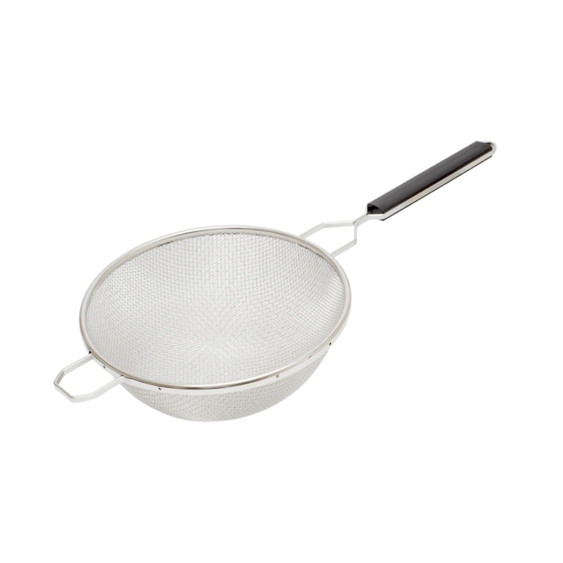 Browne Double Mesh Medium Strainer, 8", Stainless Steel w Plastic Handle