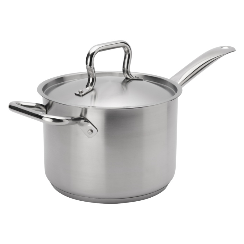 Browne Elements Sauce Pan with Lid, 4.5 qt, Stainless Steel