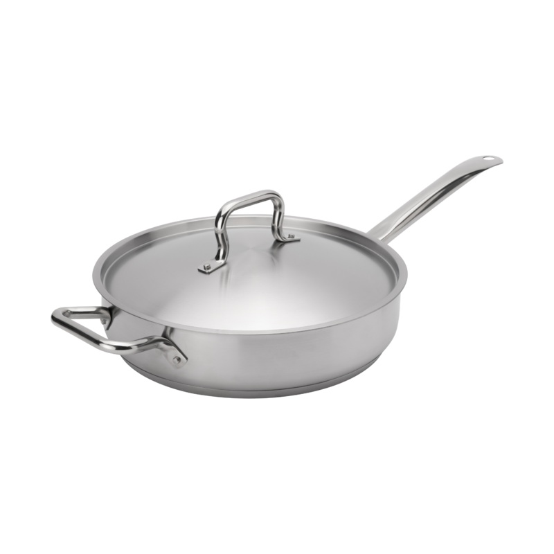Browne Elements Saute Pan with Lid, 5 qt, Stainless Steel
