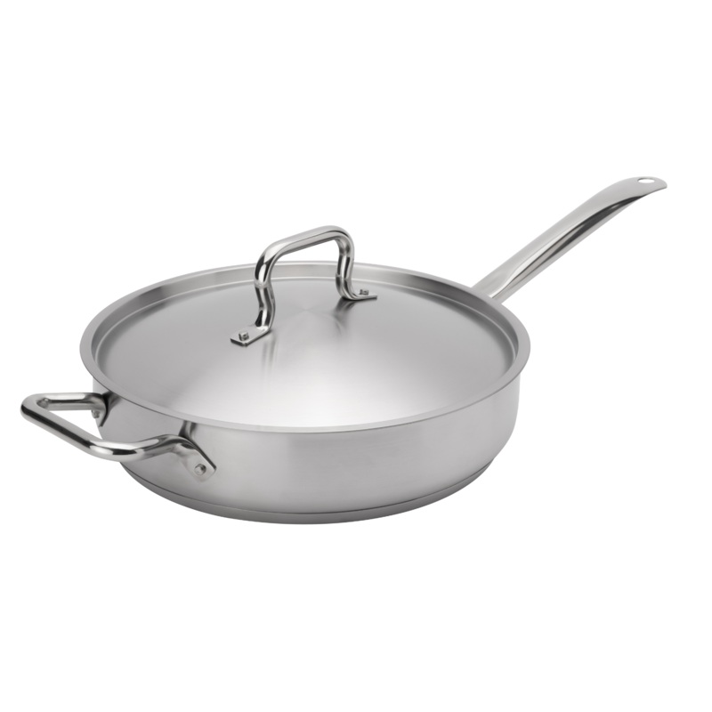 Browne Elements Saute Pan with Lid, 7 qt, Stainless Steel