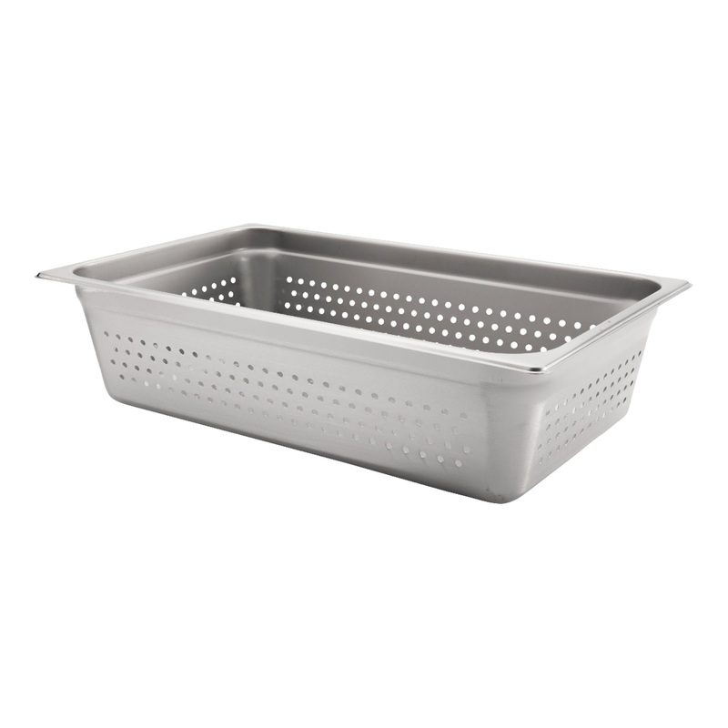 Browne Full Size Perforated Food Pan, 6" Deep, 22 Gauge, Stainless Steel