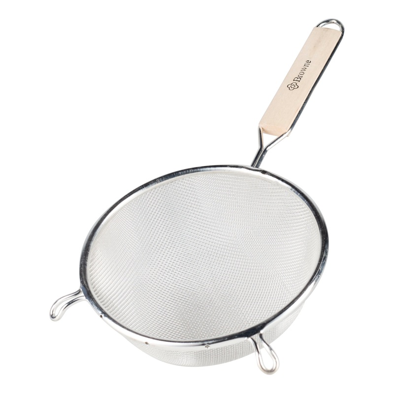 Browne Single Mesh Fine Strainer, 6.8", Wood Handle