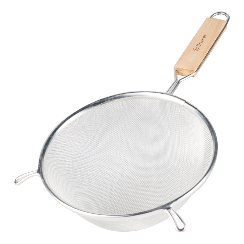 Browne Single Mesh Fine Strainer, 7.8", Wood Handle