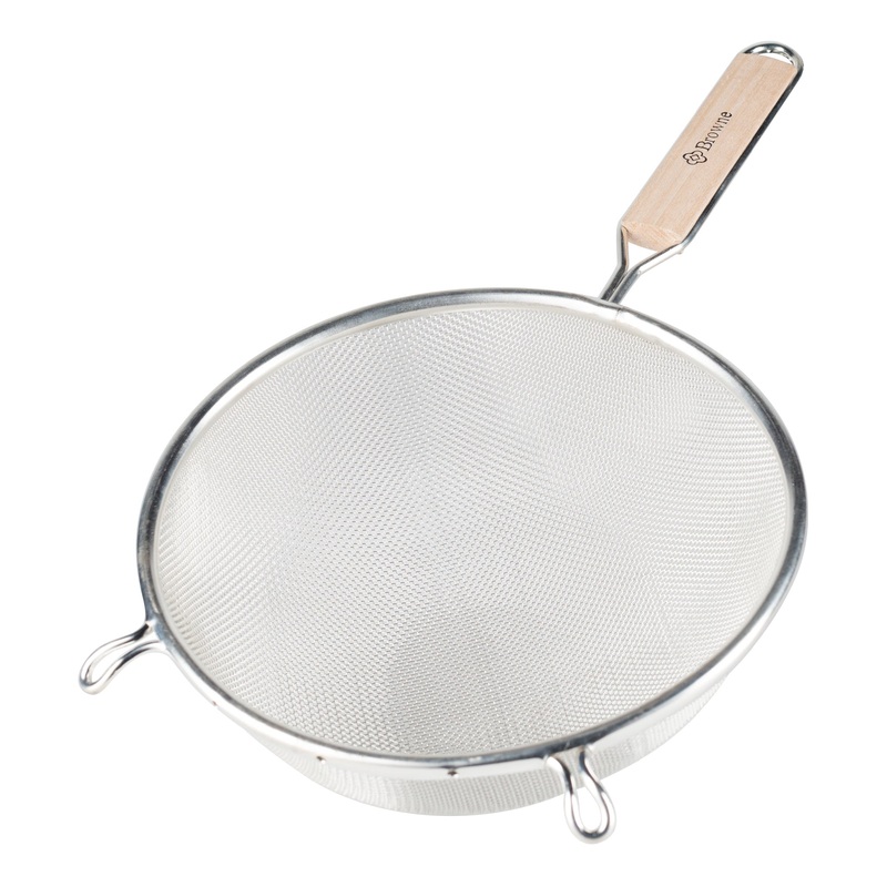 Browne Single Mesh Fine Strainer, 8", Wood Handle
