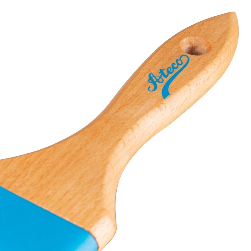 Ateco Flat Pastry Brush, 1 1/2" Width, White Natural Boar Bristles, Wood Handle