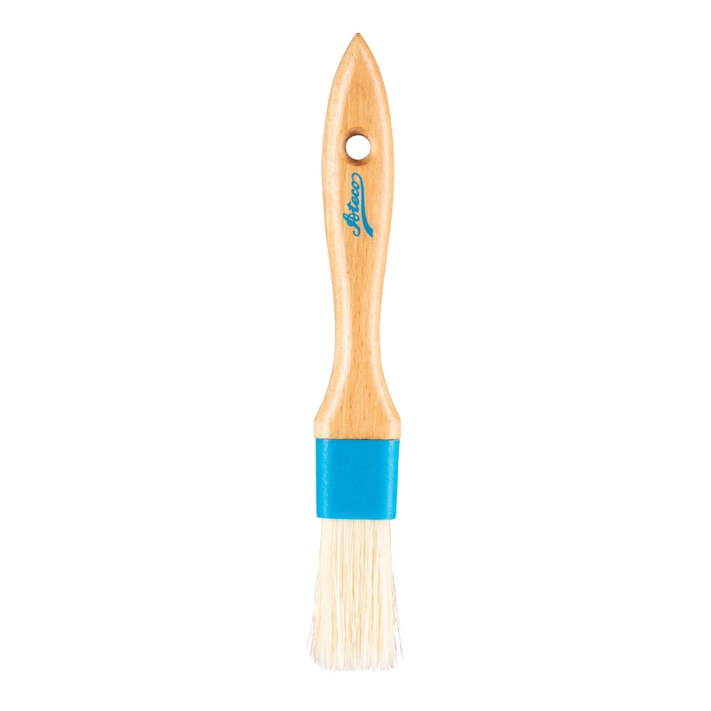 Ateco Flat Pastry Brush, 1" Width, White Natural Boar Bristles, Wood Handle