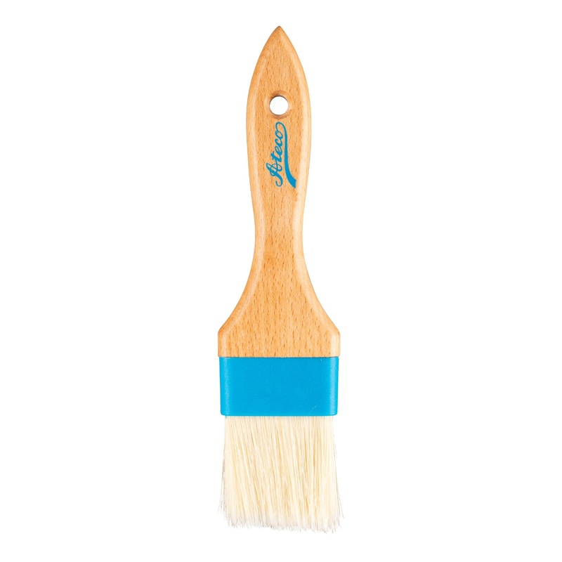 Ateco Flat Pastry Brush, 2" Width, White Natural Boar Bristles, Wood Handle