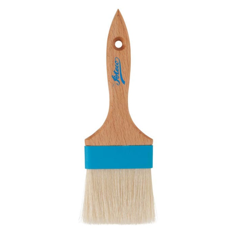 Ateco Flat Pastry Brush, 3" Width, White Natural Boar Bristles, Wood Handle
