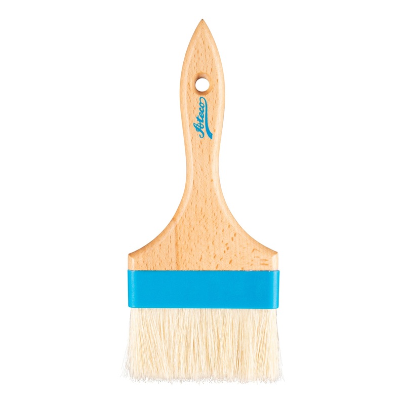 Ateco Flat Pastry Brush, 4" Width, White Natural Boar Bristles, Wood Handle
