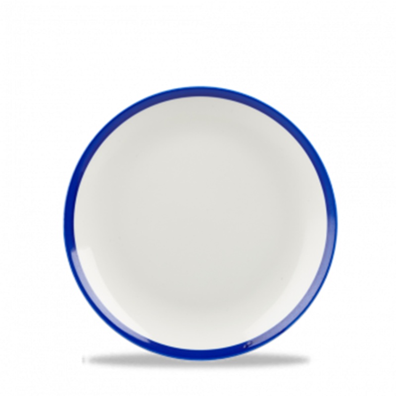 Churchill Retro Blue Small Coupe Plate, 6 7/16", White/Blue (12-pack)