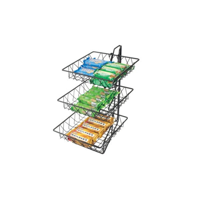 Cal-Mil Square Wire Basket 3 Tier Merchandiser, Black