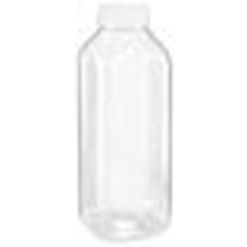 Uline Square Plastic Juice Bottles, 16 oz, Clear with White Cap (150-pack)