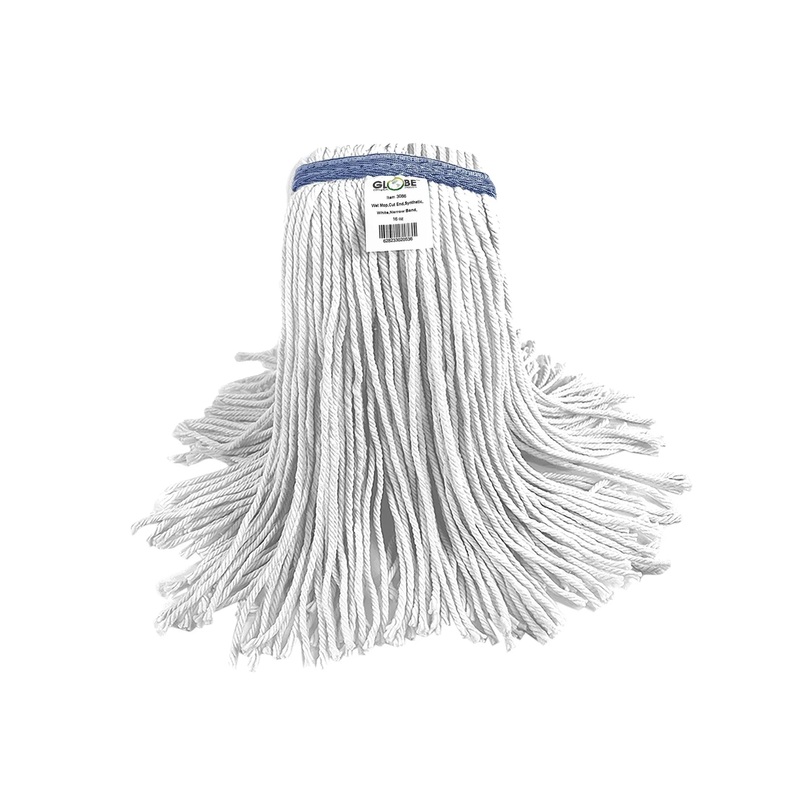 Globe Syn-Pro Narrow Band Wet Cut End Mop, White, Synthetic, 16 oz