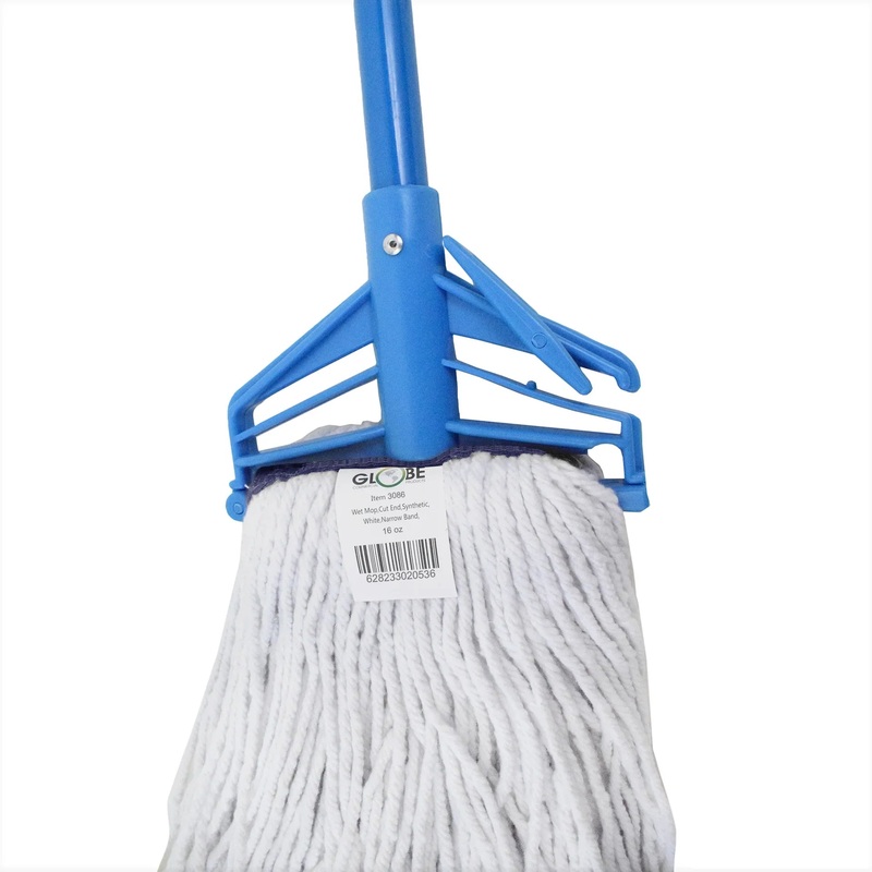 Globe Syn-Pro Narrow Band Wet Cut End Mop, White, Synthetic, 20 oz