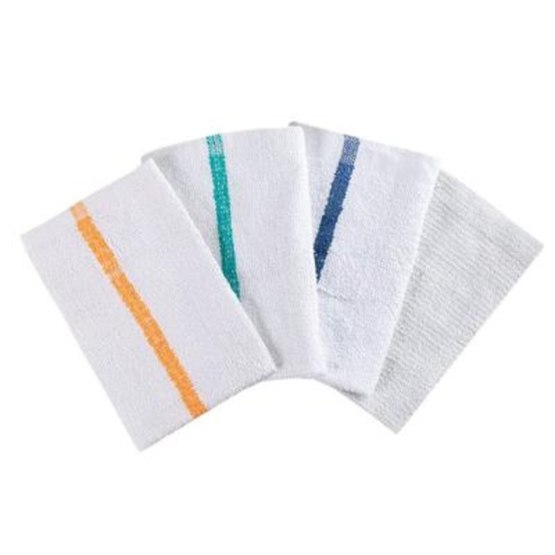 Winsham Bar Towel, 16" x 19", White with Blue Stripe