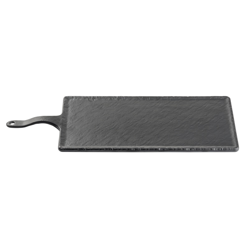 TableCraft Frostone Collection Rectangular Serving Paddle, Large, Black Slate Melamine, FINAL SALE