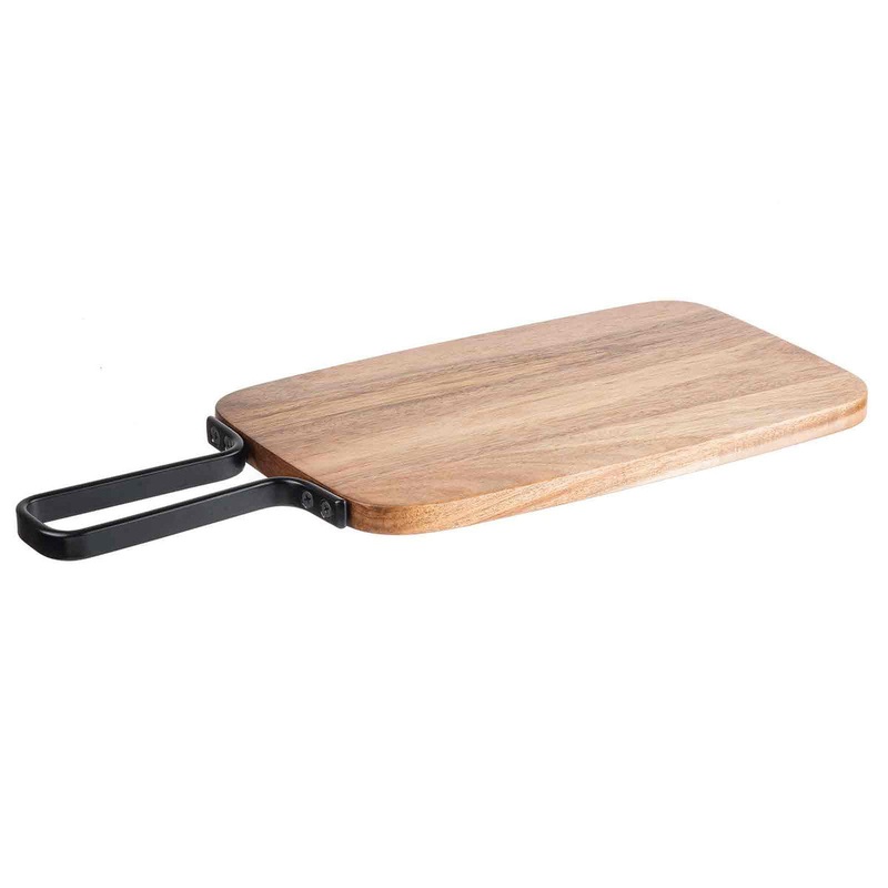 TableCraft Industrial Collection, Rectangular Serving Paddle, 17" x 7.125", Acacia Wood/Metal, FINAL SALE