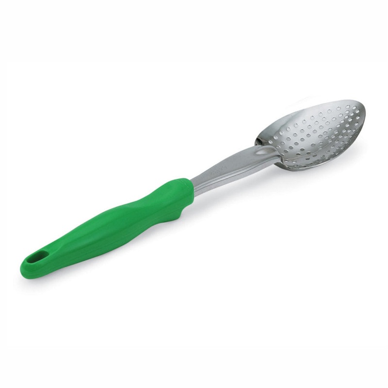 Vollrath Ergo Grip Perforated Basting Spoon, Stainless/Nylon Handle, Green, FINAL SALE