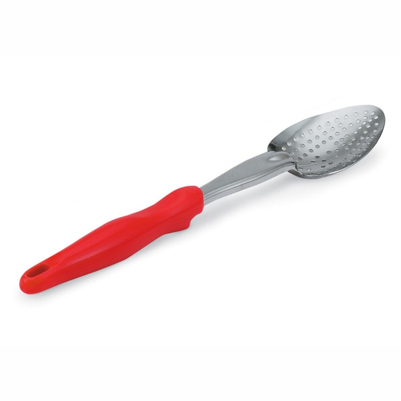 Vollrath Ergo Grip Perforated Basting Spoon, Stainless/Nylon Handle, Red, FINAL SALE