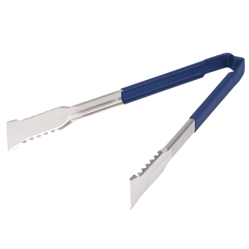 Vollrath VersaGrip Kool-Touch One-Piece Tongs, 12", Blue, FINAL SALE
