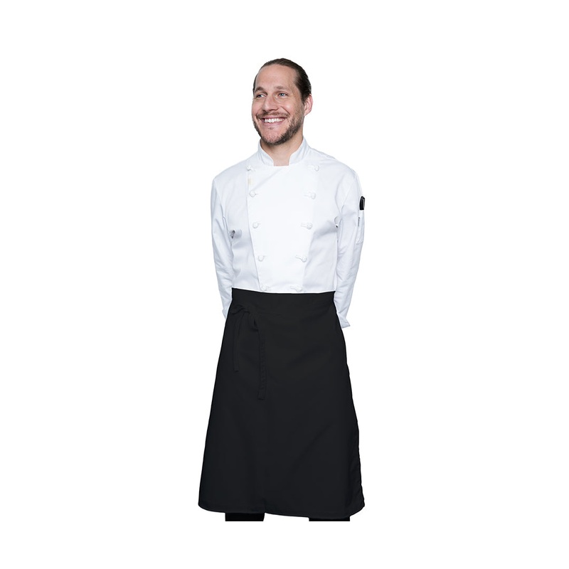 Blackwood Mid Length Four-Way Apron, 28", Poly Cotton Twill, White, FINAL SALE