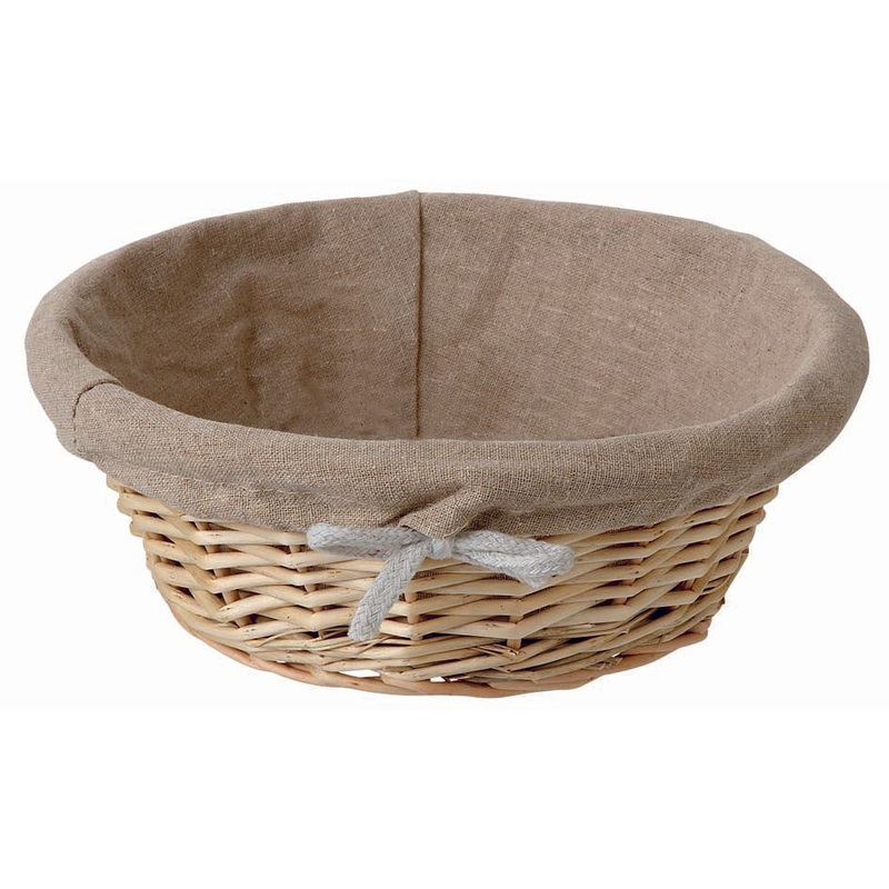 Matfer Bourgeat Round Lined Wicker Tabletop Bread Basket, 8 3/4"