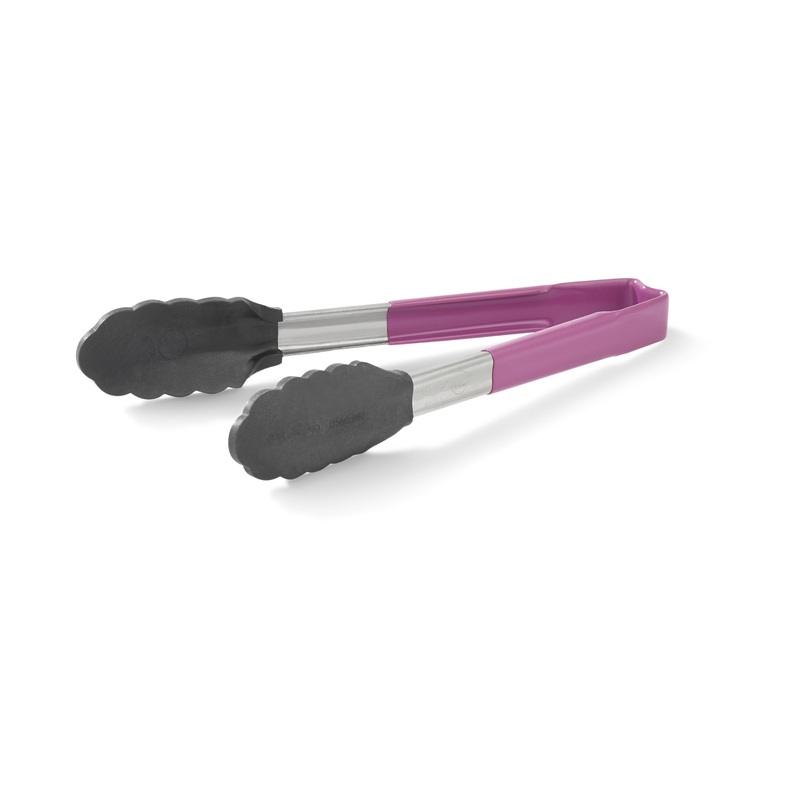 Vollrath High Temp Kool-Touch Nylon End One-Piece Tongs, 9.5", Purple Grip