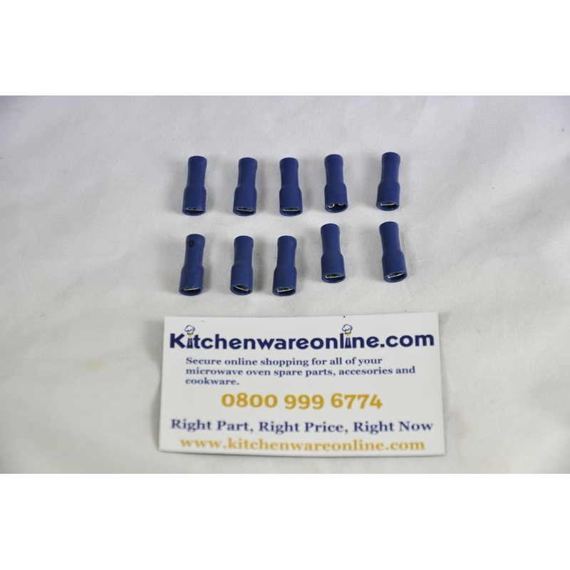 Fully Insulated 4,8mm Blue Female Spade Connectors (Pack of 10)