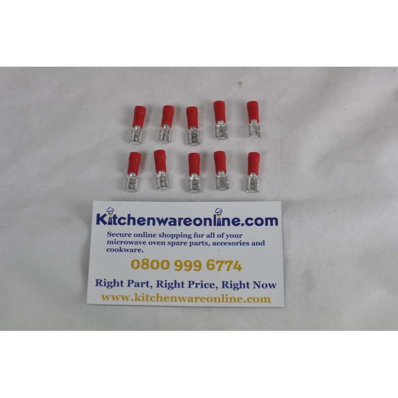 Fully Insulated 4.8mm Female Red Spade Connectors (pack of 10)