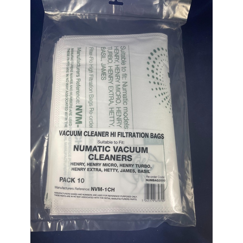 Numatic Filter-Flo Synthetic Dust Bags (Pack Of 10) - Pattern Part - NUMBAG2000