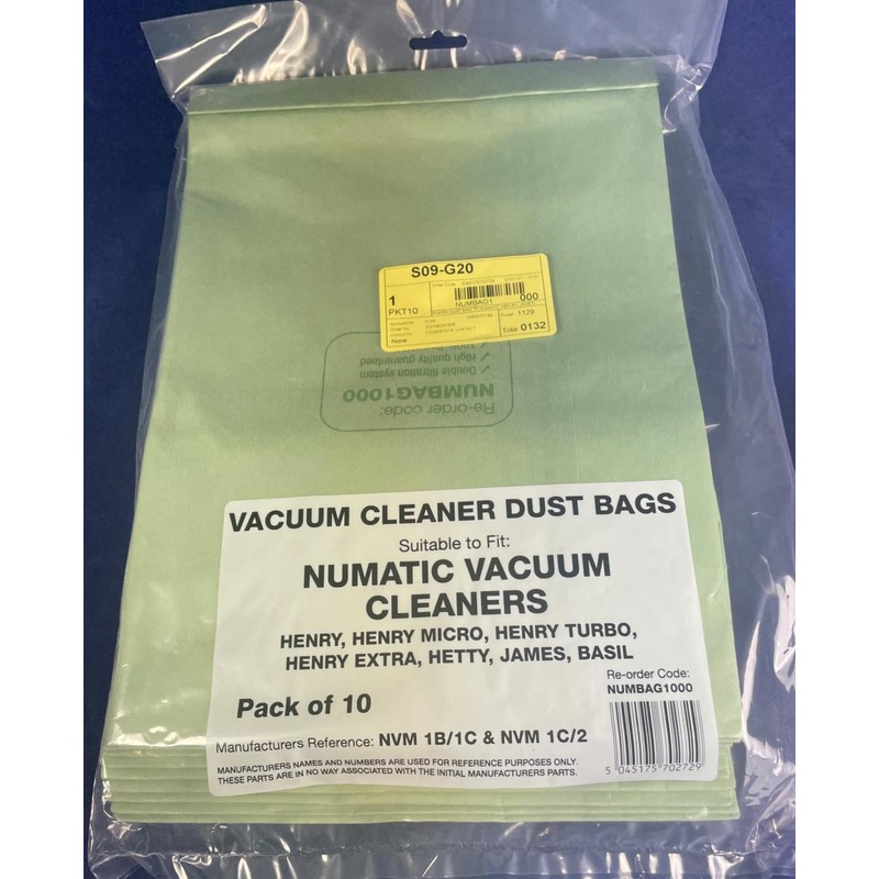 Numatic Paper Dust Bag (Pack Of 10) - Pattern Part - NUMBAG1000
