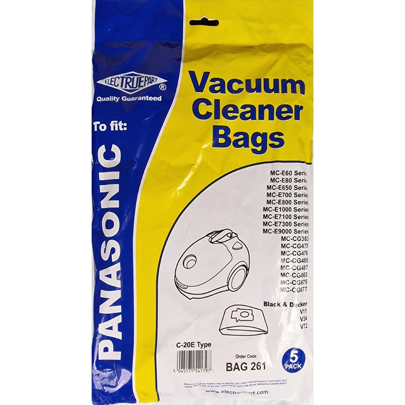 Panasonic cylinder vacuum cleanerdust bags C-20E pack of 5 - BAG261 - pattern part