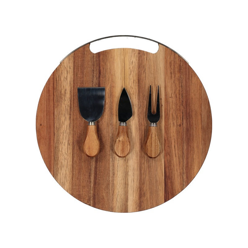Acacia Cheese Board With Cheese Knives