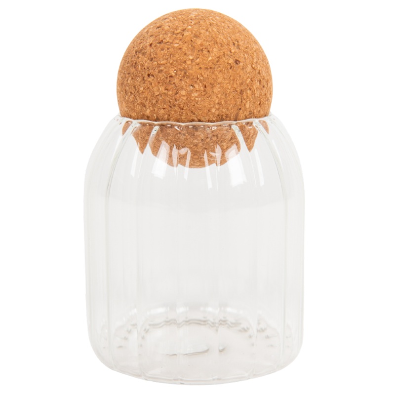 GLASS JARS WITH CORK LID 10.5X8.6CM
