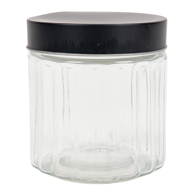 SML GLASS CANISTER (BLK)